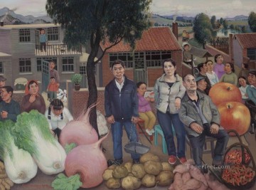 中国からのタウンマーケット Oil Paintings